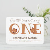 Beer Twins One Cute Animal First Birthday Kaart (Staand voorkant)