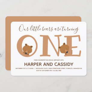 Beer Twins One Cute Animal First Birthday Kaart