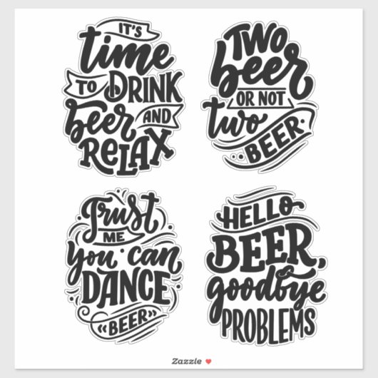 Beer Typografie Sticker (Vel)