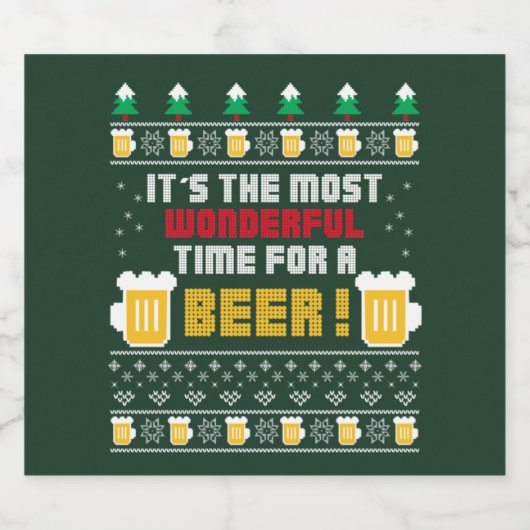 Beer Ugly Holiday Sweater Bier Etiket (Enkel label)