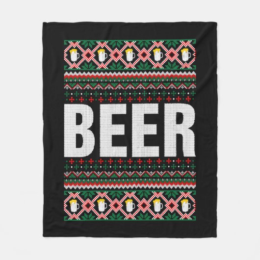 Beer Ugly KerstSweater Fleece Deken (Voorkant)