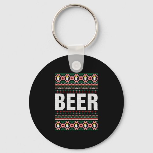 Beer Ugly KerstSweater Sleutelhanger (Voorkant)