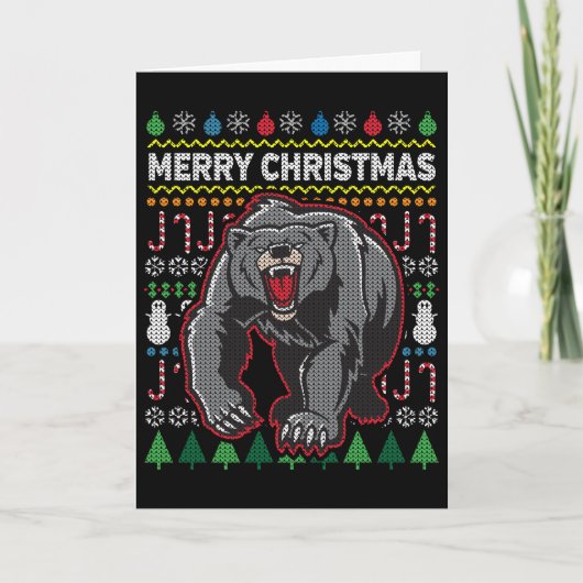 Beer Ugly KerstSweater Wildlife Series Feestdagen Kaart (Voorkant)