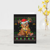 Beer Ugly Sweater Xmas Lights Santa Hoed Beer Chri Kaart (Gele Bloem)