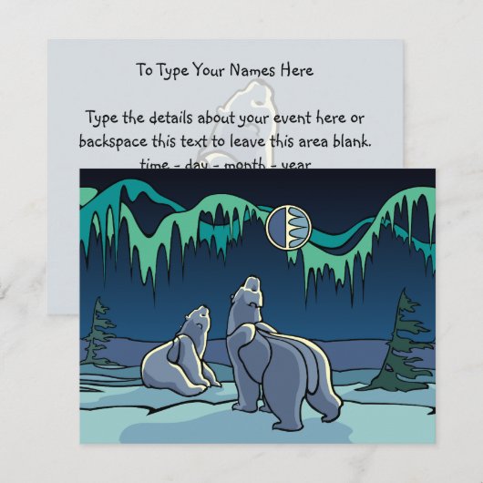 Beer Uitnodigingen Gepersonaliseerde Polaire Beren (Voorkant / Achterkant)