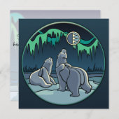 Beer Uitnodigingen Gepersonaliseerde Polaire Beren (Voorkant / Achterkant)