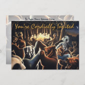 Beer-uitnodigingen personaliseren dansende Beer Ar Kaart (Voorkant / Achterkant)