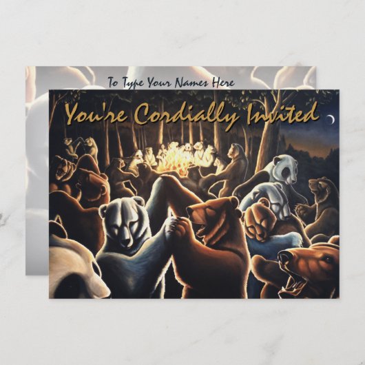 Beer-uitnodigingen personaliseren dansende Beer Ar Kaart (Voorkant / Achterkant)