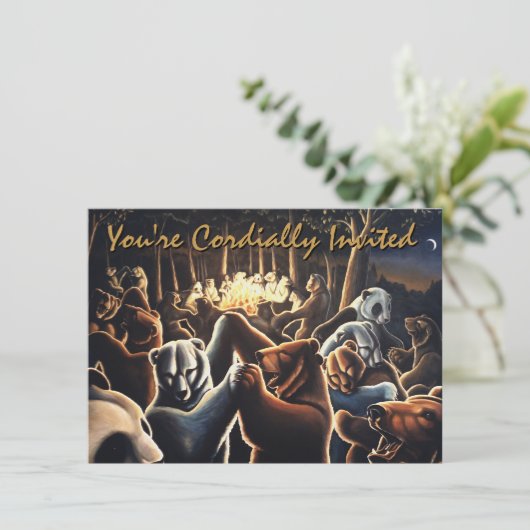 Beer-uitnodigingen personaliseren dansende Beer Ar Kaart (Staand voorkant)