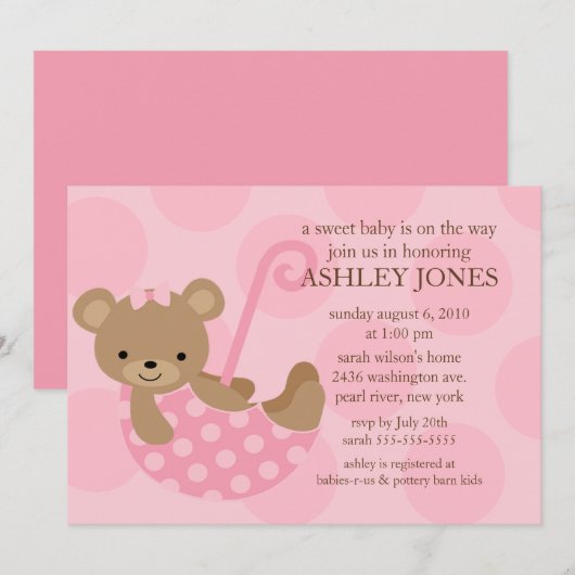 Beer Umbrella Baby shower Uitnodiging (Voorkant / Achterkant)