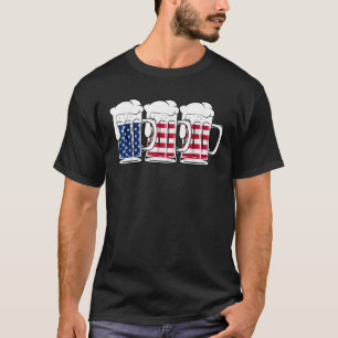 Beer USA Vlag Amerika Drink Amerikaanse Mannen Vro T-shirt