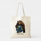Beer van aardedag die de planeet omhelst ontwerp tote bag (Achterkant)