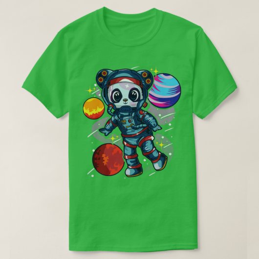Beer van Astronaut Panda in de ruimte T-shirt (Design voorkant)