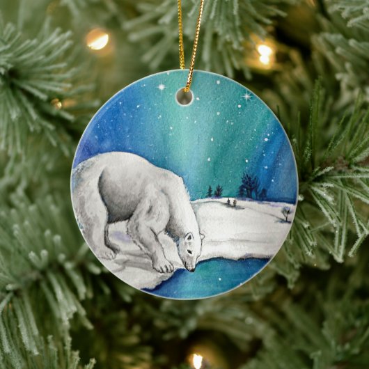 Beer van Aurora Polar Keramisch Ornament (Boom)