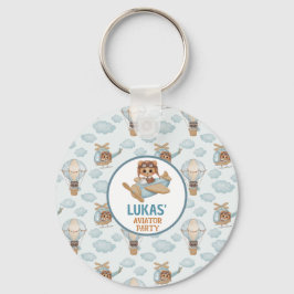 Beer van Aviator Party Baby Pastel Blue Birthday Sleutelhanger