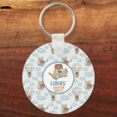 Beer van Aviator Party Baby Pastel Blue Birthday Sleutelhanger (Voorkant)
