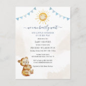Beer van Baby shower van jongens en Waterverf van Uitnodiging Briefkaart (Voorkant)