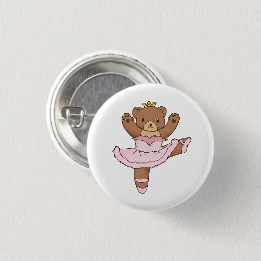 Beer van Ballerina in de Button van Roze Tutu (Voorkant /achterkant)
