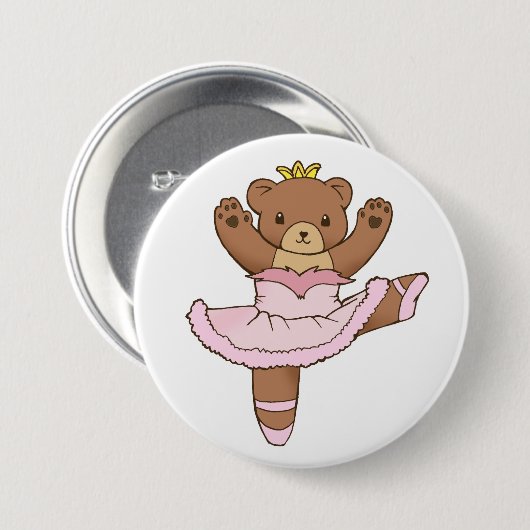 Beer van Ballerina in de Button van Roze Tutu (Voorkant /achterkant)