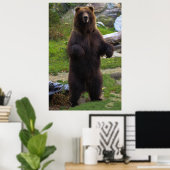 Beer van Beauful Brown Grizzly Poster (Thuiskantoor)