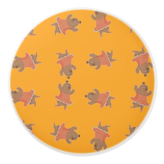 Beer van bruindansballerina keramische knop (Voorkant)