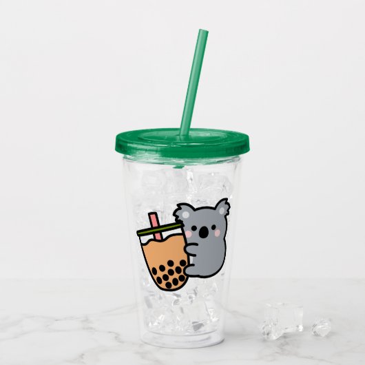 Beer van Bubble Tea en Koala Acryl Drinkbeker (Achterkant ijs)