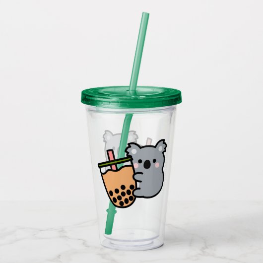 Beer van Bubble Tea en Koala Acryl Drinkbeker (Achterkant)