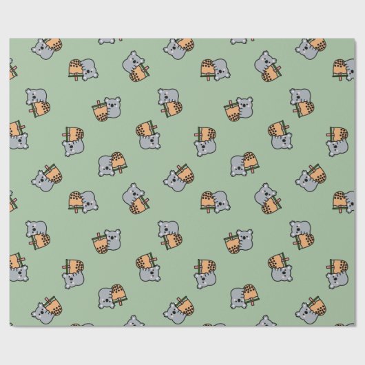 Beer van Bubble Tea en Koala Cadeaupapier (Vlak)