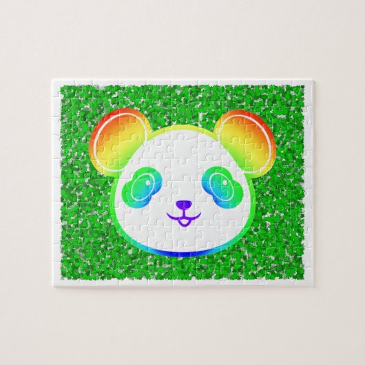 Beer van Cute Rainbow Panda op de achtergrond van Legpuzzel (Horizontaal)