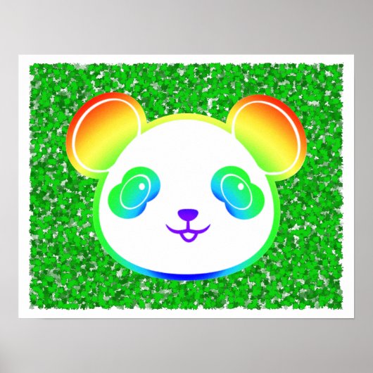 Beer van Cute Rainbow Panda op de achtergrond van  Poster (Voorkant)