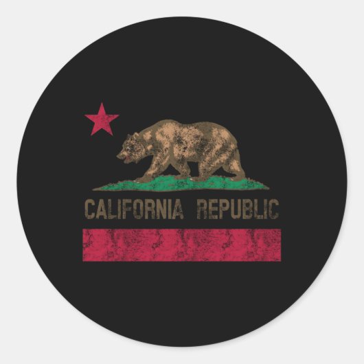 Beer van de Californische vlag Ronde Sticker (Voorkant)