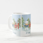 Beer van de huid en rendieren kind gepersonaliseer koffiemok (Voorkant links)