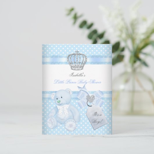 Beer van de kleine prins Baby shower Cute Boy Spot Kaart (Staand voorkant)
