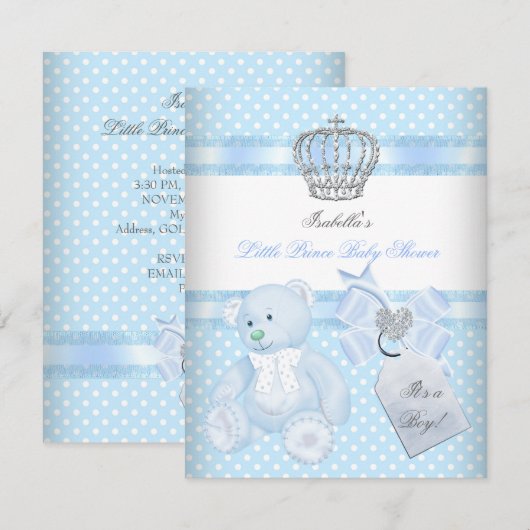 Beer van de kleine prins Baby shower Cute Boy Spot Kaart (Voorkant / Achterkant)