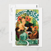 Beer van de Meuse Alphonse Mucha Fine Art Briefkaart (Voorkant / Achterkant)