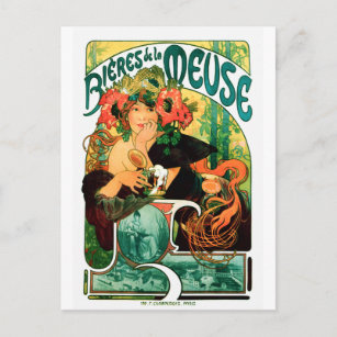 Beer van de Meuse Alphonse Mucha Fine Art Briefkaart