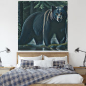 Beer van de Noordelijke Bossen (Majestic Black) Canvas Afdruk (Insitu (Slaapkamer))