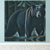 Beer van de Noordelijke Bossen (Majestic Black) Canvas Afdruk (Insitu (Houten vloer))