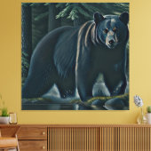 Beer van de Noordelijke Bossen (Majestic Black) Canvas Afdruk (Insitu (Woonkamer))