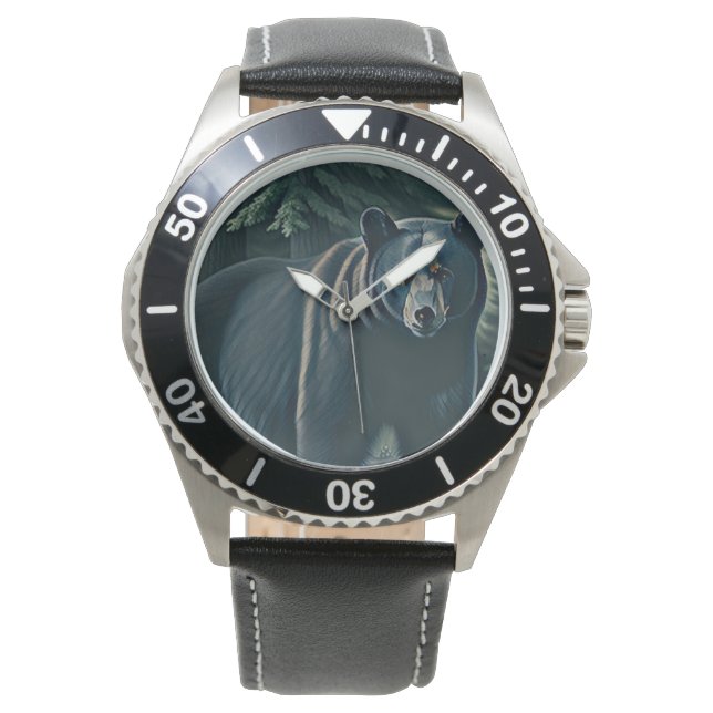 Beer van de Noordelijke Bossen (Majestic Black) Horloge (Voorkant)