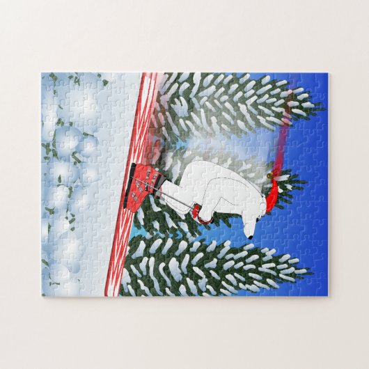 Beer van de Skiing Polar Legpuzzel (Horizontaal)