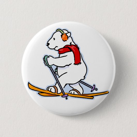 Beer van de Skiing Polar Ronde Button 5,7 Cm (Voorkant)