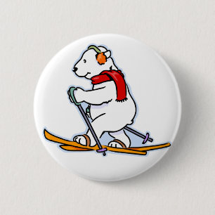 Beer van de Skiing Polar Ronde Button 5,7 Cm