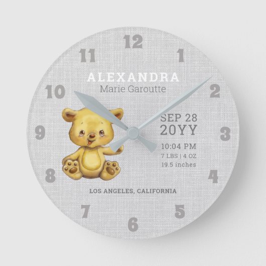 Beer van de Waterverf van de Baby Ronde Klok (Voorkant)