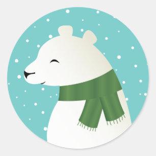 Beer van de winterpolaire glimlach ronde sticker