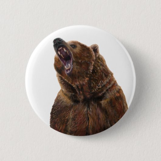 Beer van grizzly - Schilderen in acryl Ronde Button 5,7 Cm (Voorkant)