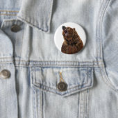 Beer van grizzly - Schilderen in acryl Ronde Button 5,7 Cm (In situ)