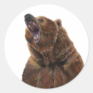 Beer van grizzly - Schilderen in acryl Ronde Sticker