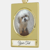 Beer van het Malshi-Ornament met kerstbanner Verguld Banner Ornament (Links)