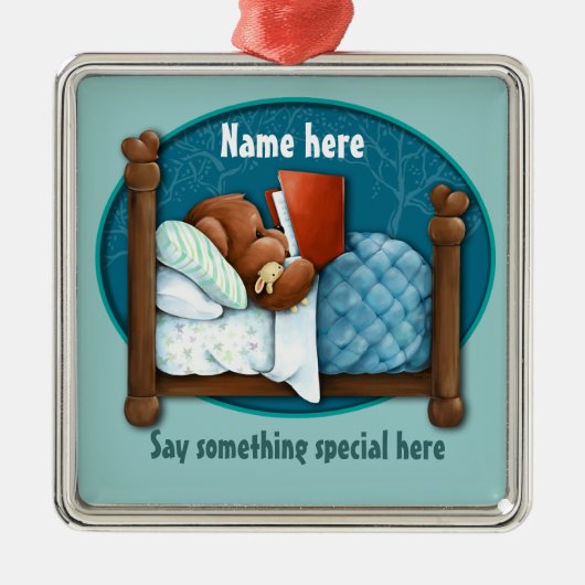 Beer van het slaapverhaal en bunny metalen ornament (Voorkant)